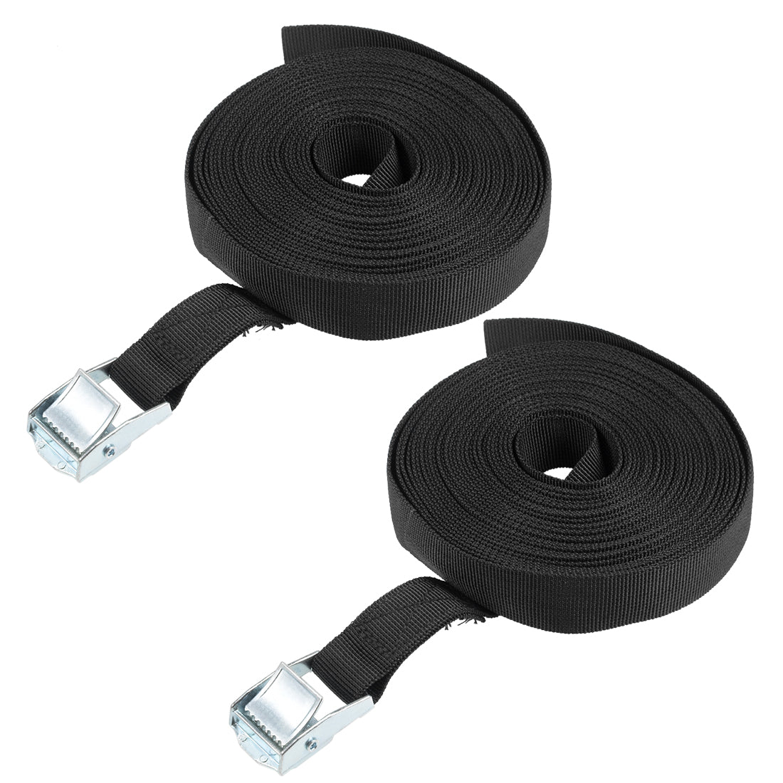 uxcell Uxcell 8M x 25mm Lashing Strap Cargo Tie Down Straps Buckle Up to 80Kg, Black, 2Pcs