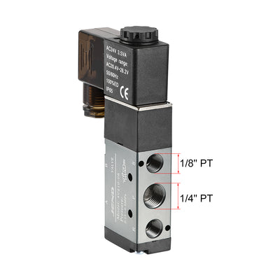 Harfington Uxcell 4V210-08 Pneumatic Air Electrical Control Solenoid Valve AC 24V 5 Way 2 Position 1/4" PT Internally Single Piloted Acting Type