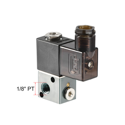 Harfington Uxcell 3V1-06 Air NC Single Electrical Control Solenoid Valve AC 110V 3 Way 2 Position 1/8" PT Internally Piloted Acting Type w Counter Sunk Hex Plug