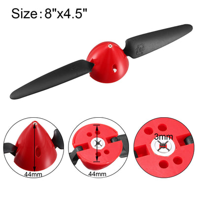 Harfington Uxcell RC Folding Propellers 8x4.5 inch Spinner Size D44xH44mm 3mm Motor Shaft Dia. 2-Vane for Airplane Helicopter Toy Nylon