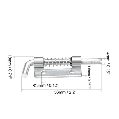 Harfington Uxcell Spring Latch, 2.2 Inch Right-handed Zinc Plated Barrel Bolt Lock for Cabinet Door