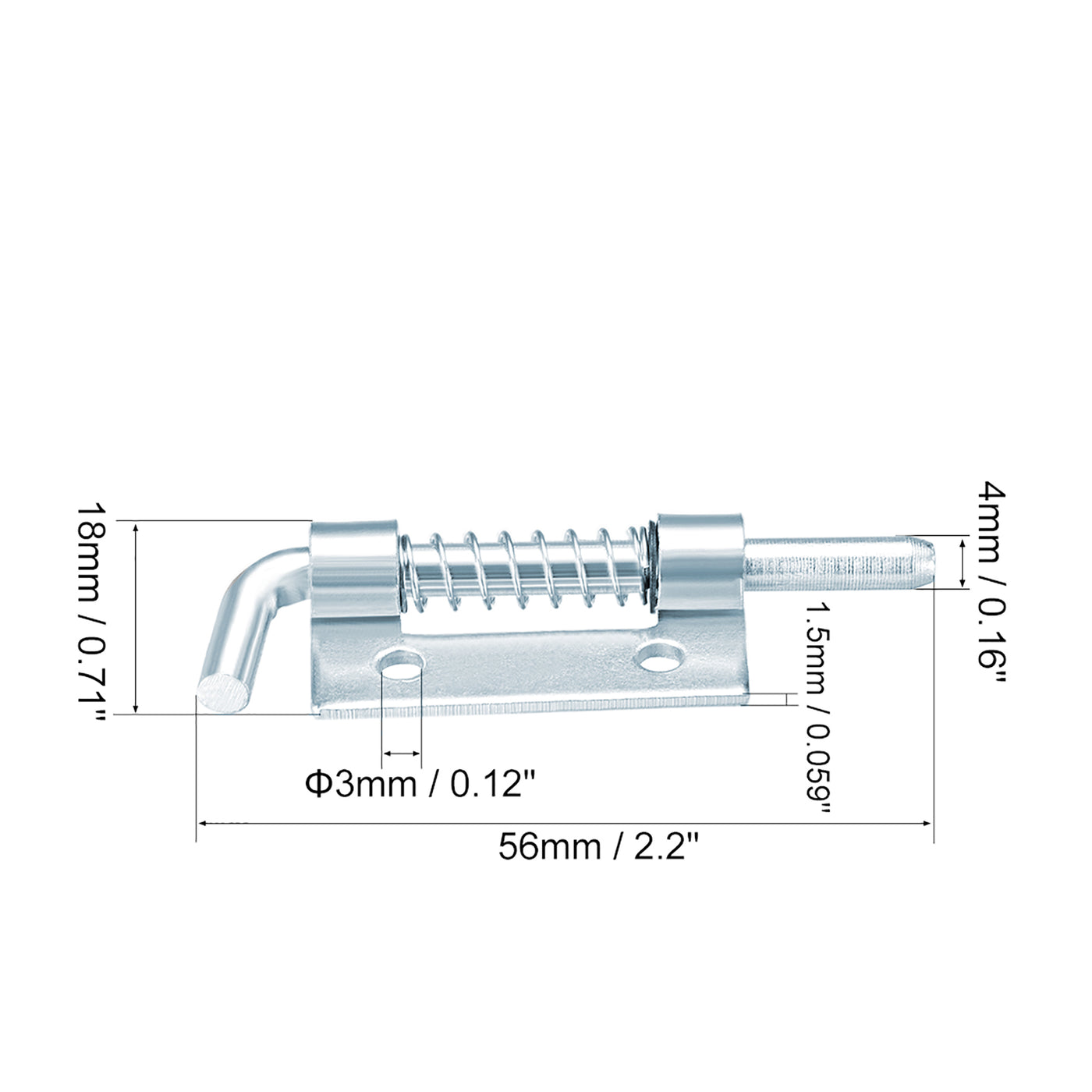 uxcell Uxcell Spring Latch, 2.2 Inch Right-handed Zinc Plated Barrel Bolt Lock for Cabinet Door, 10 Pcs