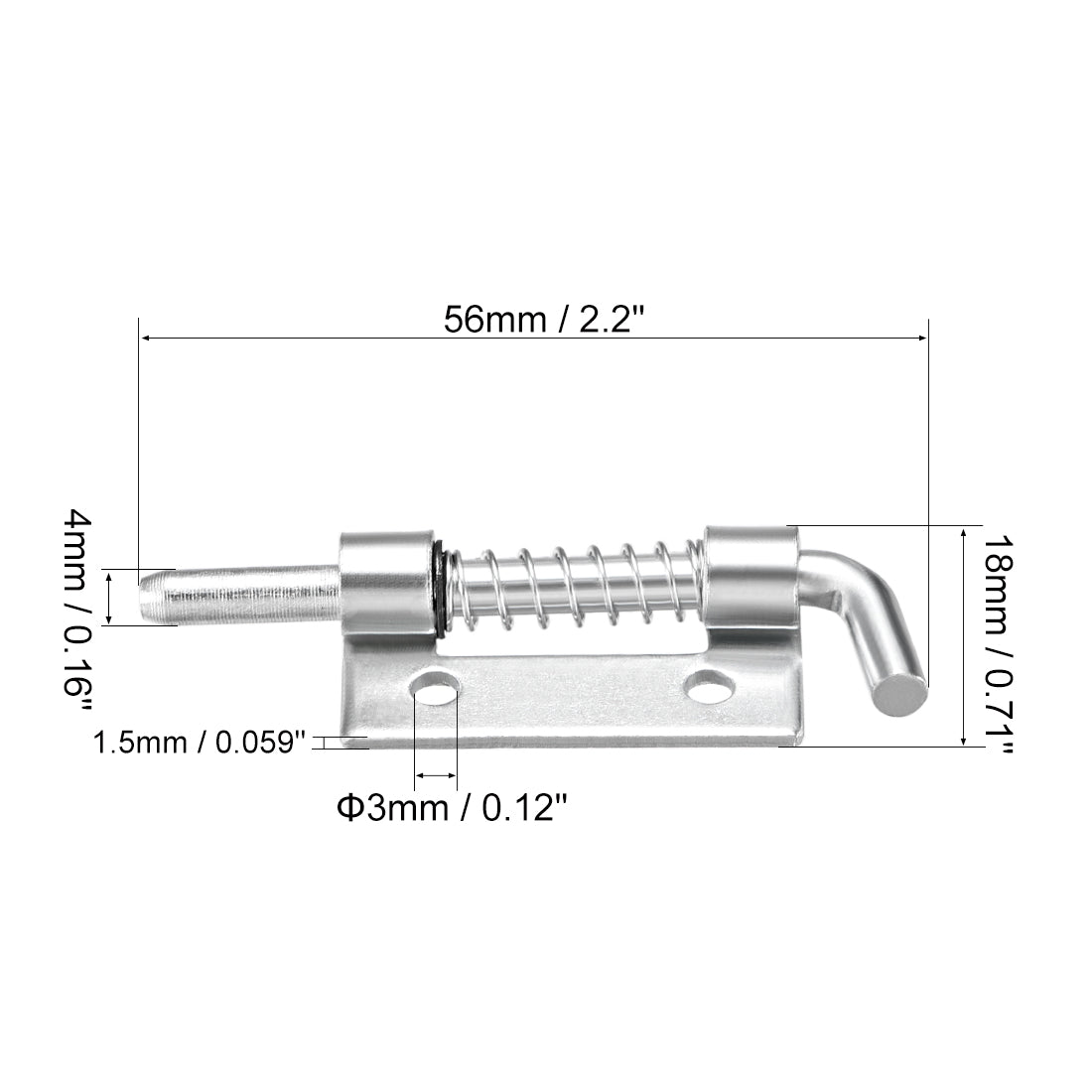 uxcell Uxcell Spring Latch, 2.2 Inch Left-handed Zinc Plated Barrel Bolt Lock for Cabinet Door, 10 Pcs