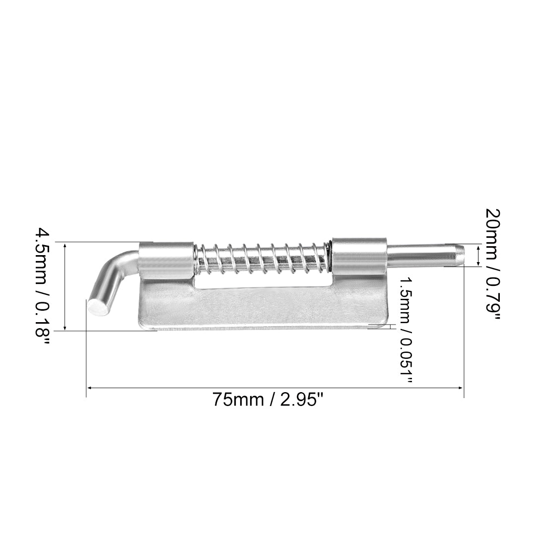 uxcell Uxcell Spring Latch, 3 Inch Right-handed Zinc Plated Barrel Bolt Lock for Cabinet Door, 10 Pcs