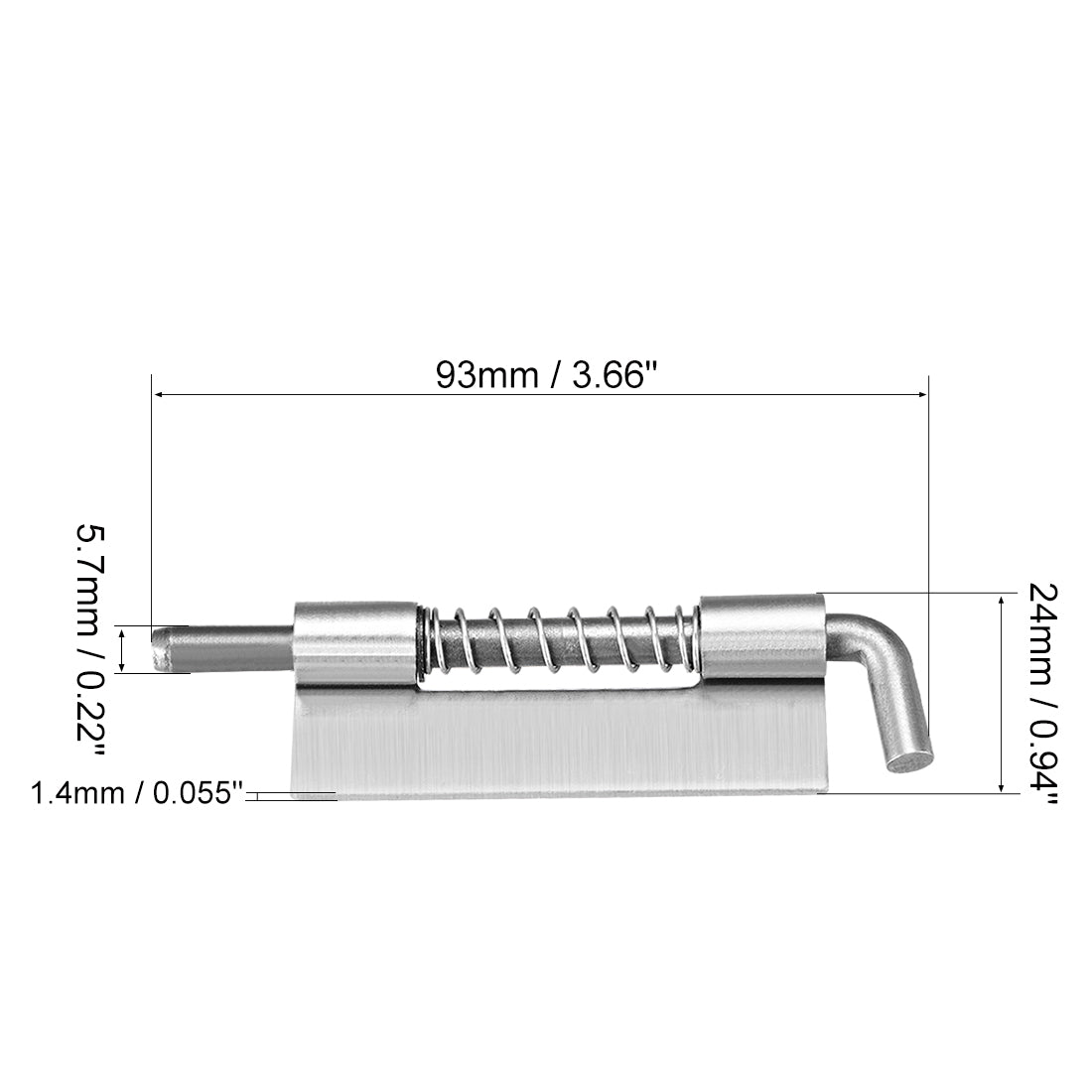 uxcell Uxcell Spring Latch, 3.7 Inch Left-handed Stainless Steel Barrel Bolt Lock for Cabinet Door