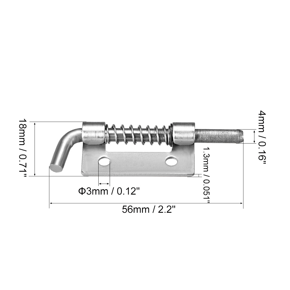 uxcell Uxcell Spring Latch, 2.2 Inch Right-handed Stainless Steel Barrel Bolt Lock for Cabinet Door, 5 Pcs