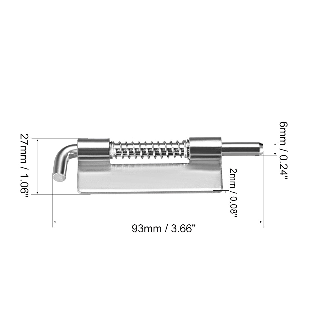 uxcell Uxcell Spring Latch, 3.7 Inch Right-handed Stainless Steel 304 Barrel Bolt Lock for Cabinet Door