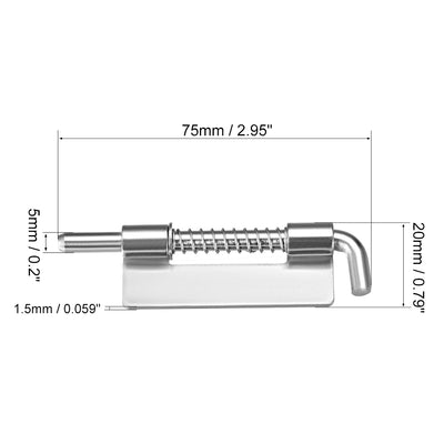 Harfington Uxcell Spring Latch, 3 Inch Left-handed Stainless Steel 304 Barrel Bolt Lock for Cabinet Door