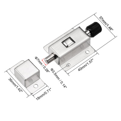 Harfington Uxcell Door Barrel Bolt, Stainless Steel 304 Security Push Button Spring Loaded Latch 1pcs