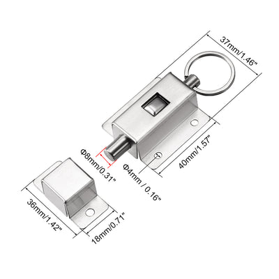 Harfington Uxcell Door Barrel Bolt, Stainless Steel Ring-Pull Spring Loaded Auto Sliding Lock