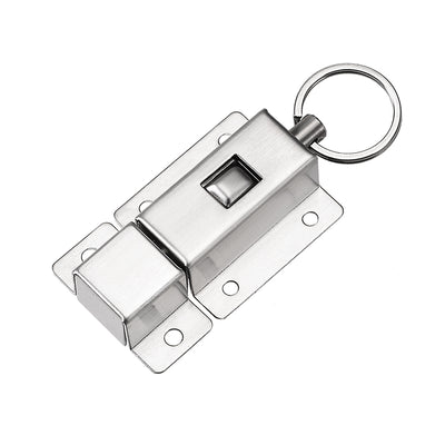 Harfington Uxcell Door Barrel Bolt, Stainless Steel Ring-Pull Spring Loaded Auto Sliding Lock