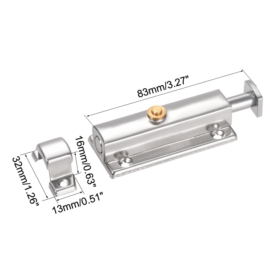 uxcell Uxcell Door Flush Bolt, 4-inch Stainless Steel Security Sliding Barrel Latch Lock with Spring Switch, 2 Pcs