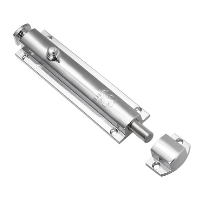 Harfington Uxcell Door Flush Bolt, 5" Zinc Alloy Security Sliding Barrel Latch Lock with Spring Switch (Nickel Plated)