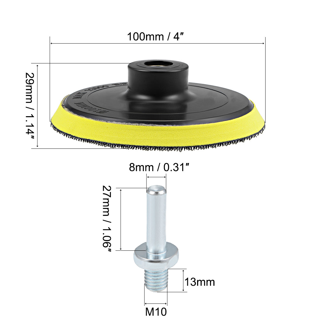 uxcell Uxcell 4-inch Hook and Loop Backing Pad, Orbital Sander Polisher Polishing Sanding Pad M10 Drill Adapter