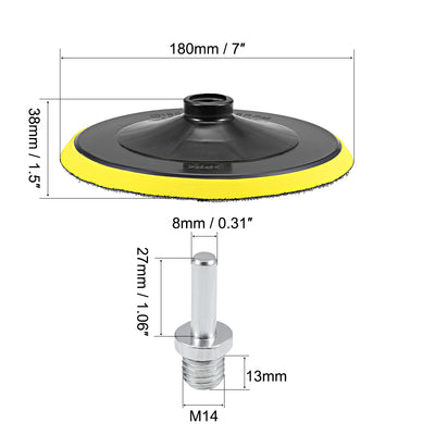 Harfington Uxcell 7" Hook and Loop Backing Pad Orbital Sander Polishing Pad with M14 Drill Adapter