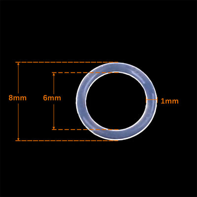 Harfington Silicone O-Rings, 8mm OD 6mm ID 1mm Width VMQ Seal Gasket for Compressor Valves Pipe Repair, White, Pack of 50