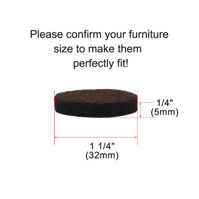 Harfington Uxcell Furniture Felt Pads Round 1 1/4" Anti-scratch for Furniture Cabinet Brown 100pcs