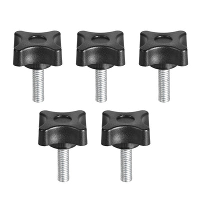 Harfington Uxcell Clamping Handle Gripandles Screw Knobs Handgrips M6 x 20mm Threaded Plastic Metal 5pcs