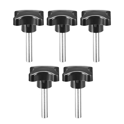 Harfington Uxcell Clamping Handle Gripandles Screw Knobs Handgrips M10 x 50mm Threaded Plastic Metal 5pcs