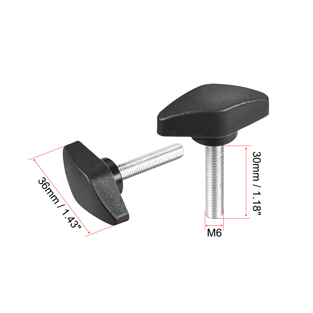 uxcell Uxcell 2 Stück Sternschraube Sternkopf Sterngriff Klemmknopf Außengewinde T-Form M6 x 30 mm