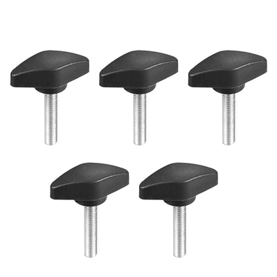 Harfington Uxcell Clamping Handle Gripandles Screw Knobs Handgrips M6 x 30mm Threaded T-Shape 5pcs