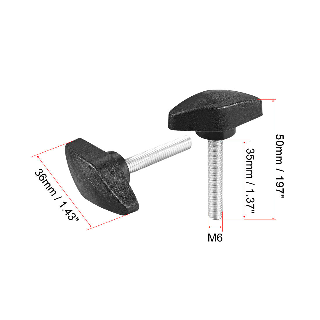 uxcell Uxcell Clamping Handle Gripandles Screw Knobs Handgrips M6 x 35mm Threaded T-Shape 8pcs