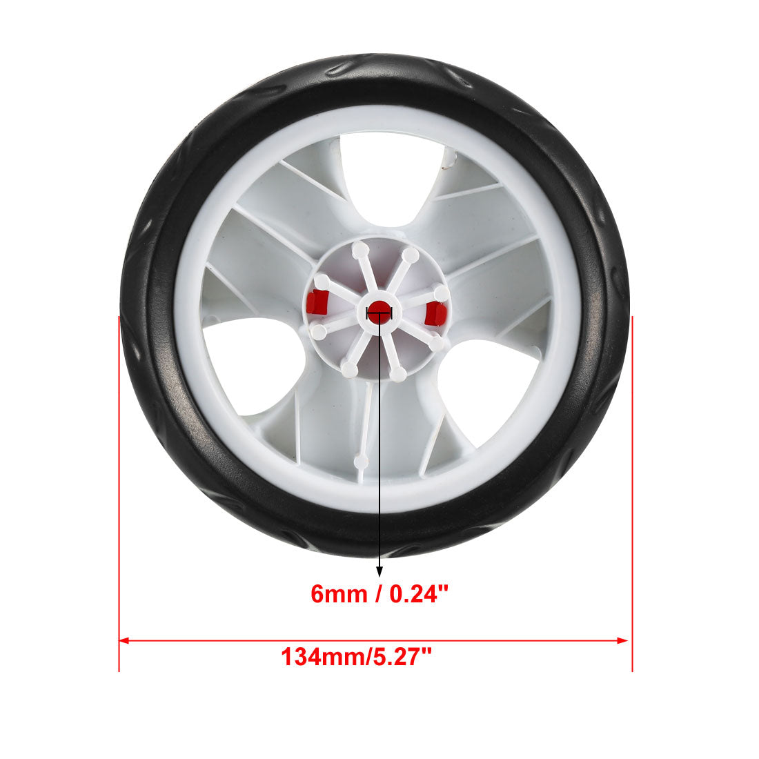 uxcell Uxcell 2 Stück Kunststoff Schwenkrolle 134mm / 5,27 Zoll Durchmesser Einzelrad 6mm Befestigungsloch