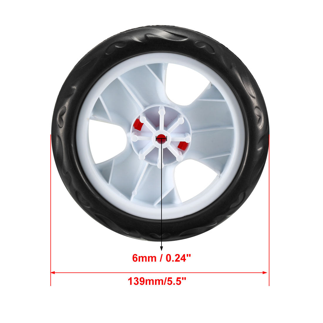 uxcell Uxcell Plastic Swivel Pulley Wheel 139mm/5.5inch Dia Single Wheel 6mm Mounting Hole Dia , 2pcs