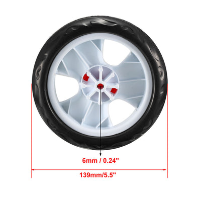 Harfington Uxcell Plastic Swivel Pulley Wheel 139mm/5.5inch Dia Single Wheel 6mm Mounting Hole Dia , 2pcs