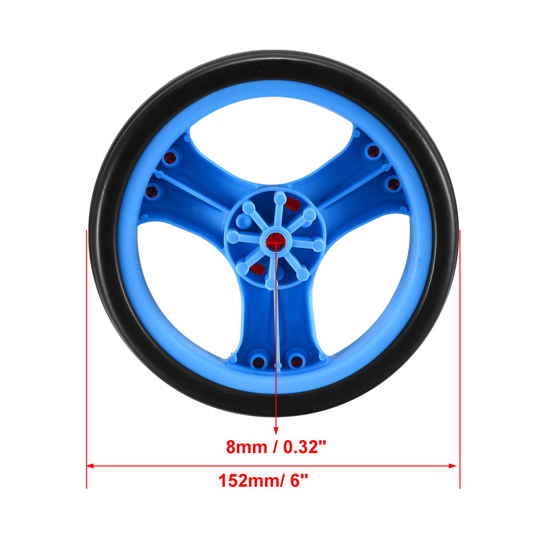 uxcell Uxcell Plastic Swivel Pulley Wheel 152mm/6inch Dia Single Wheel 8mm Mounting Hole Dia