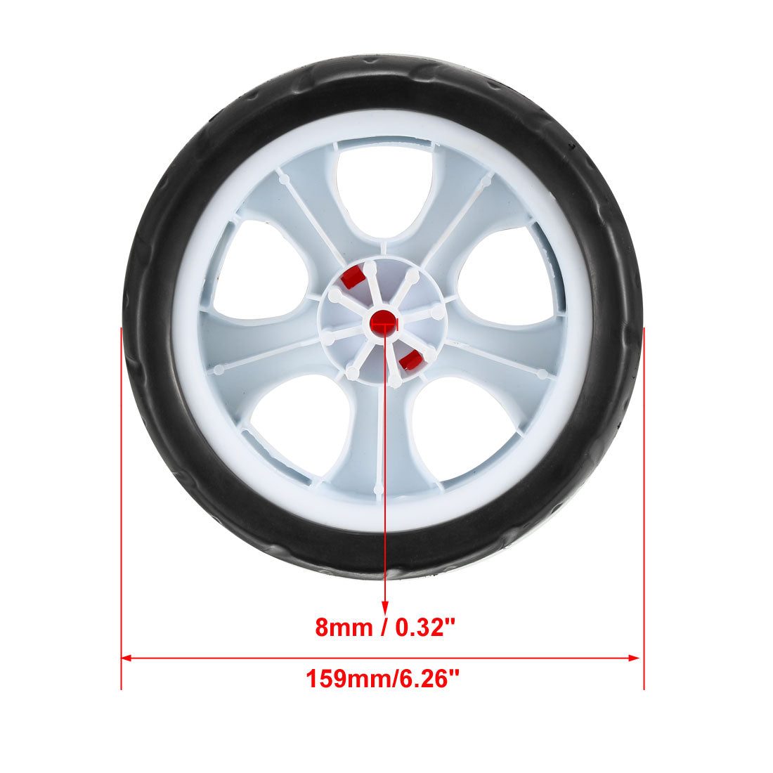 uxcell Uxcell Plastic Swivel Pulley Wheel 159mm/6.26inch Dia Single Wheel 8mm Mounting Hole Dia , 2pcs