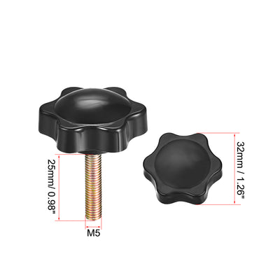 Harfington Uxcell Clamping Handle Gripandles Screw Knobs Handgrips Star Knob M5 × 25mm Male Thread