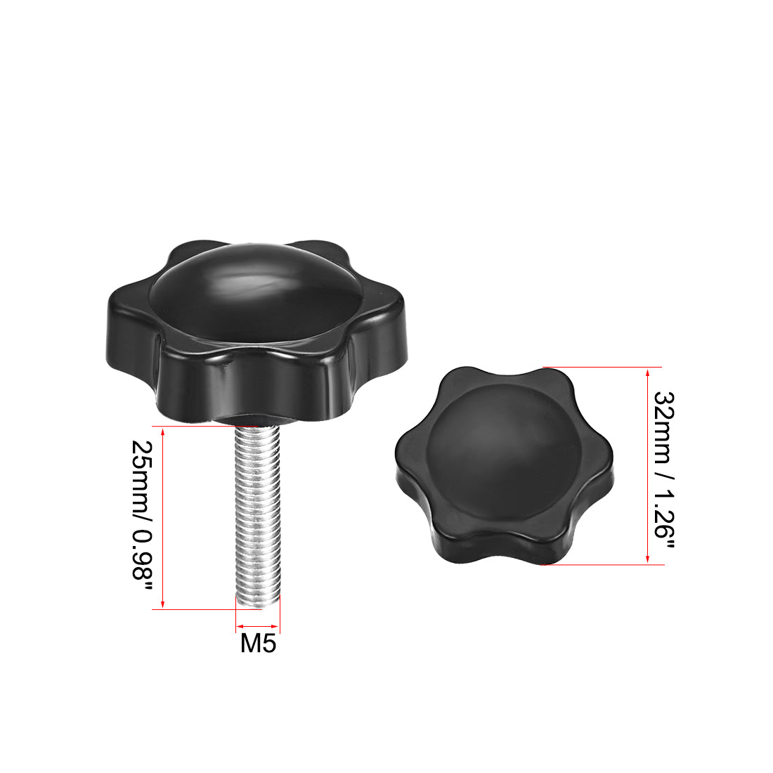 uxcell Uxcell Clamping Handle Gripandles Screw Knobs Handgrips Star Knob M5 × 25mm Male Thread 4pcs