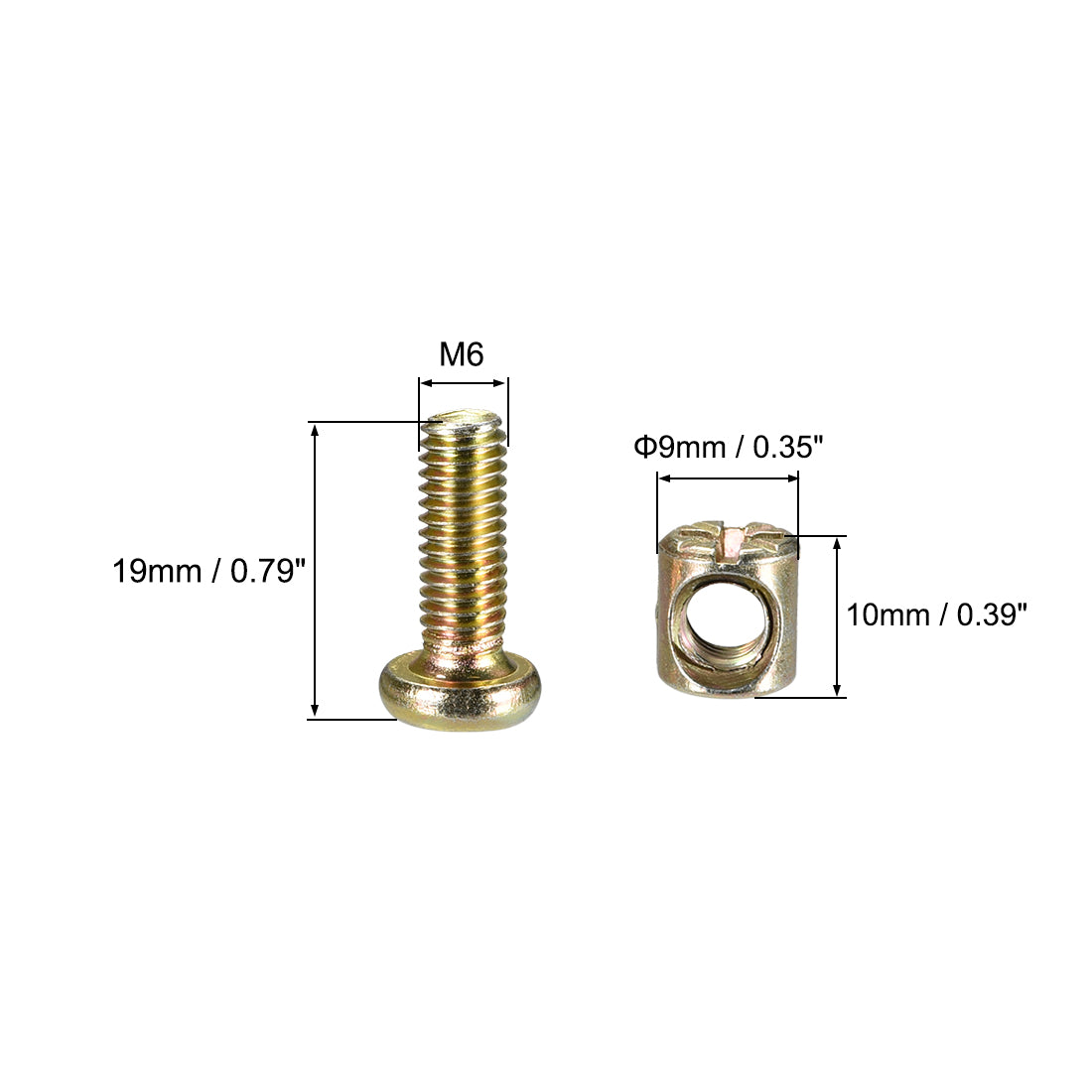 Harfington Carbon Steel Bronze Tone Furniture Bolts Nuts