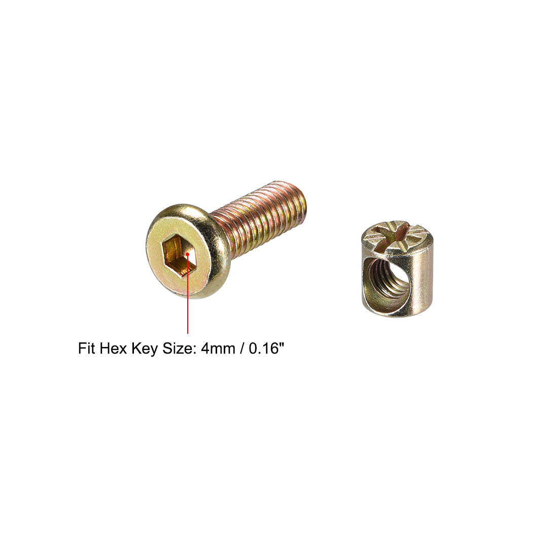 Harfington Carbon Steel Bronze Tone Furniture Bolts Nuts