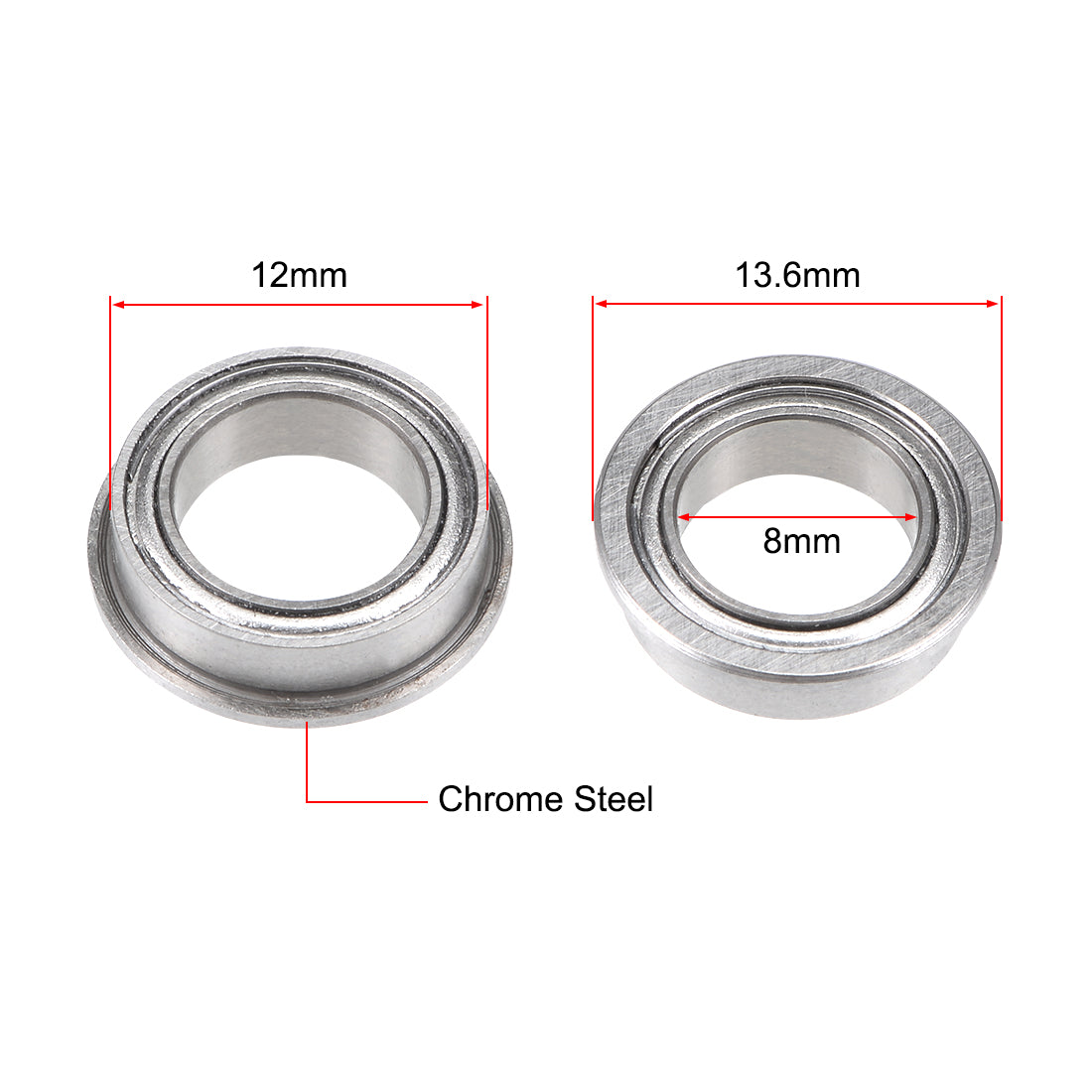 uxcell Uxcell Miniature Flange Deep Groove Ball Bearings Double Shield Chrome Steel