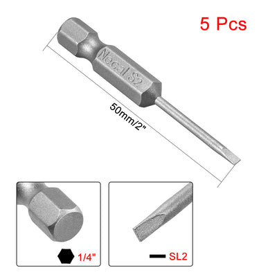 Harfington Magnetische Schlitzschraubendreher-Bits mit flachem Kopf, Sechskantschaftlänge S2, Elektrowerkzeug