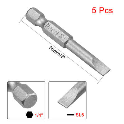 Harfington Magnetische Schlitzschraubendreher-Bits mit flachem Kopf, Sechskantschaftlänge S2, Elektrowerkzeug