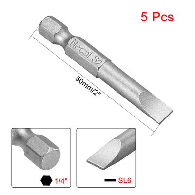 Harfington Magnetische Schlitzschraubendreher-Bits mit flachem Kopf, Sechskantschaftlänge S2, Elektrowerkzeug