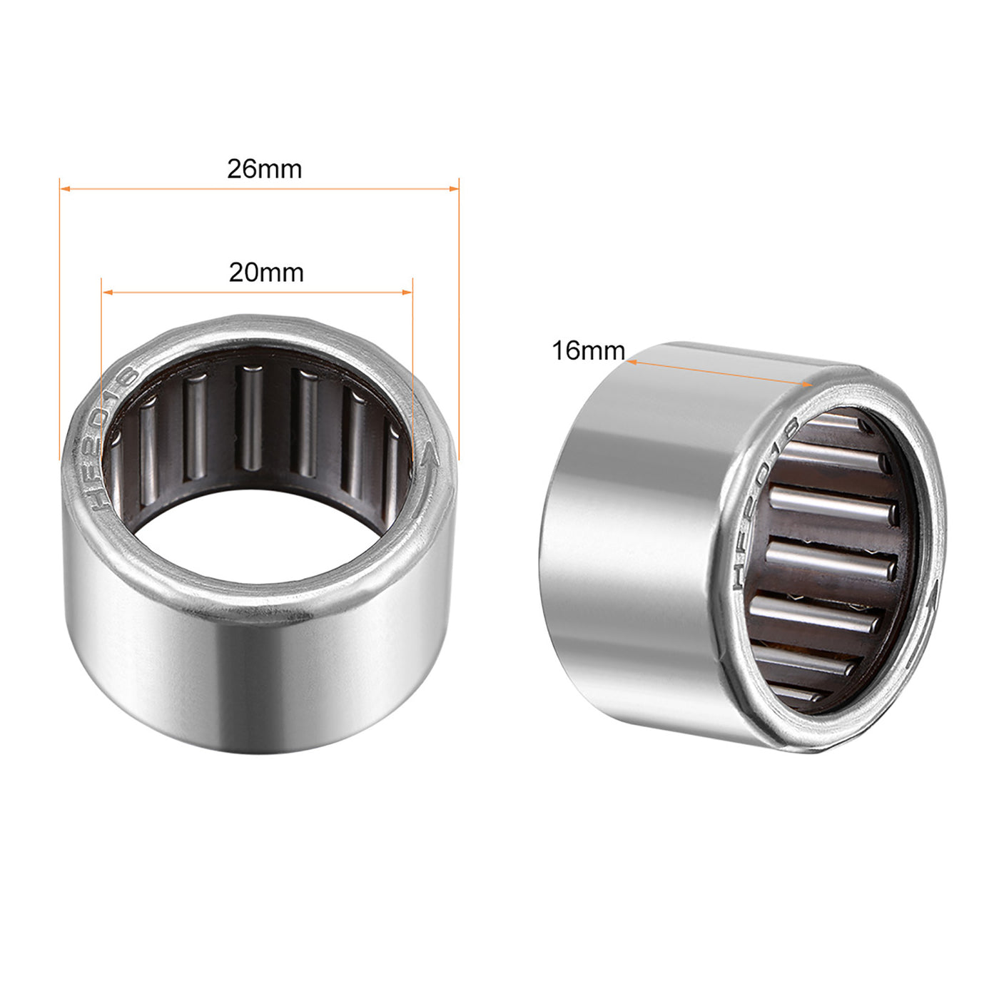 uxcell Uxcell Needle Roller Bearings, One Way Bearing, 18mm Bore 24mm OD 16mm Width