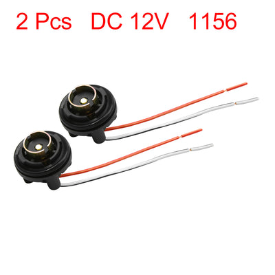 Harfington Uxcell 2pcs DC 12V 1156 Turn Signal Lamp Socket Plug Connector Wiring Harness for Car