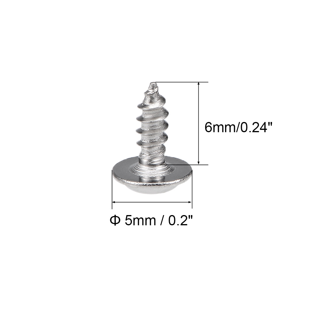 uxcell Uxcell 2x6mm Self Tapping Screws Phillips Pan Head With Washer Screw 304 Stainless Steel Fasteners Bolts 50Pcs