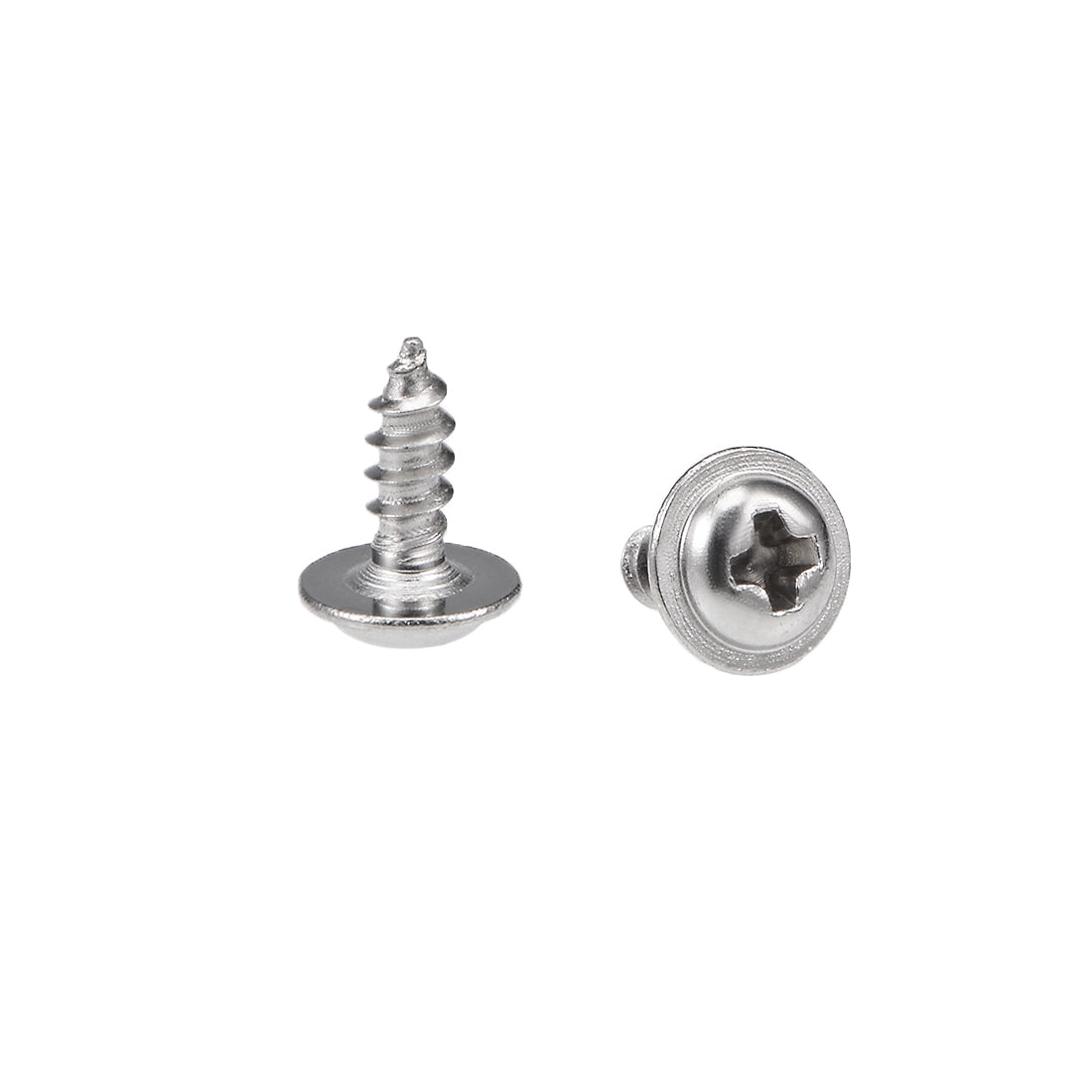 uxcell Uxcell 2x6mm Self Tapping Screws Phillips Pan Head With Washer Screw 304 Stainless Steel Fasteners Bolts 50Pcs