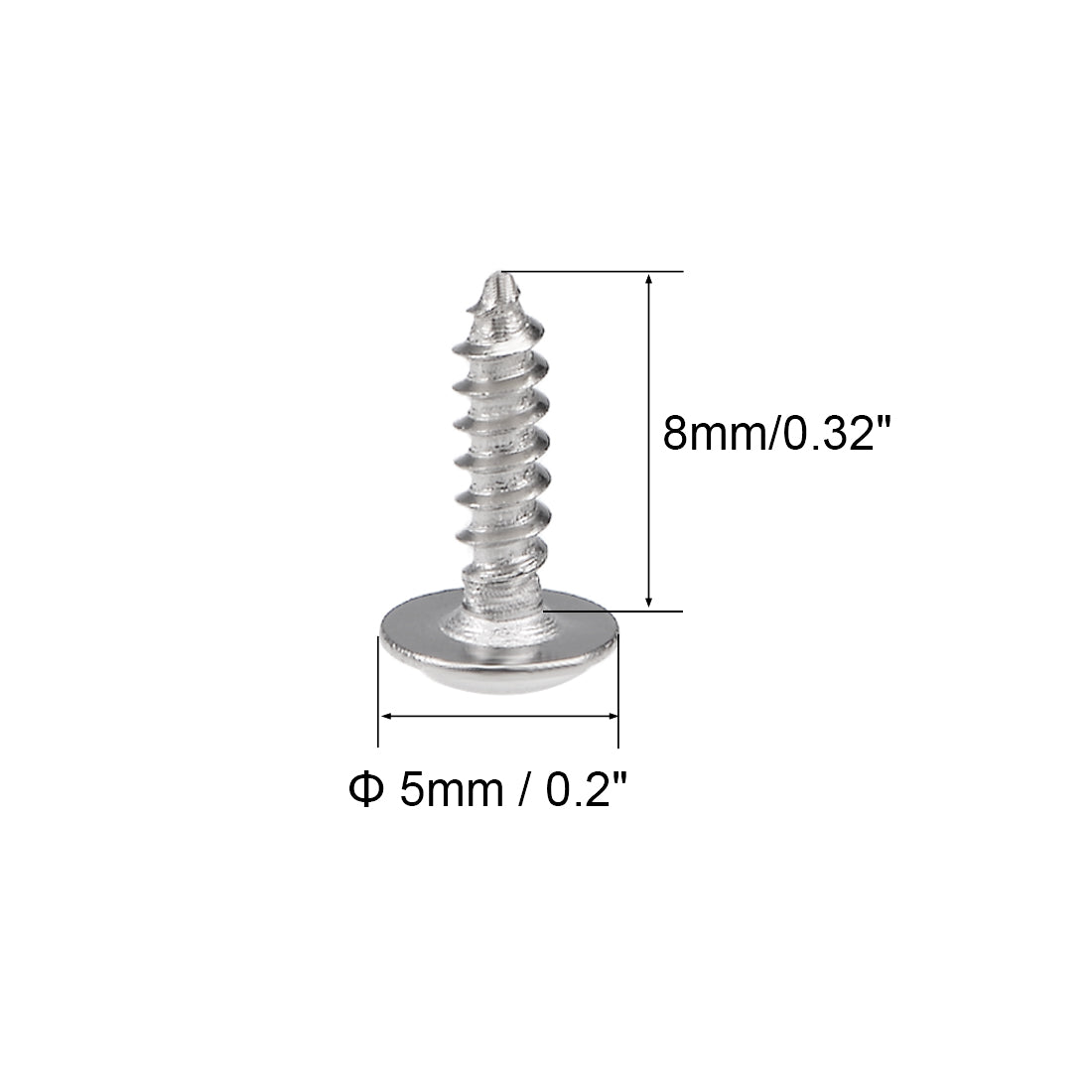 uxcell Uxcell 2x8mm Self Tapping Screws Phillips Pan Head With Washer Screw 304 Stainless Steel Fasteners Bolts 50Pcs