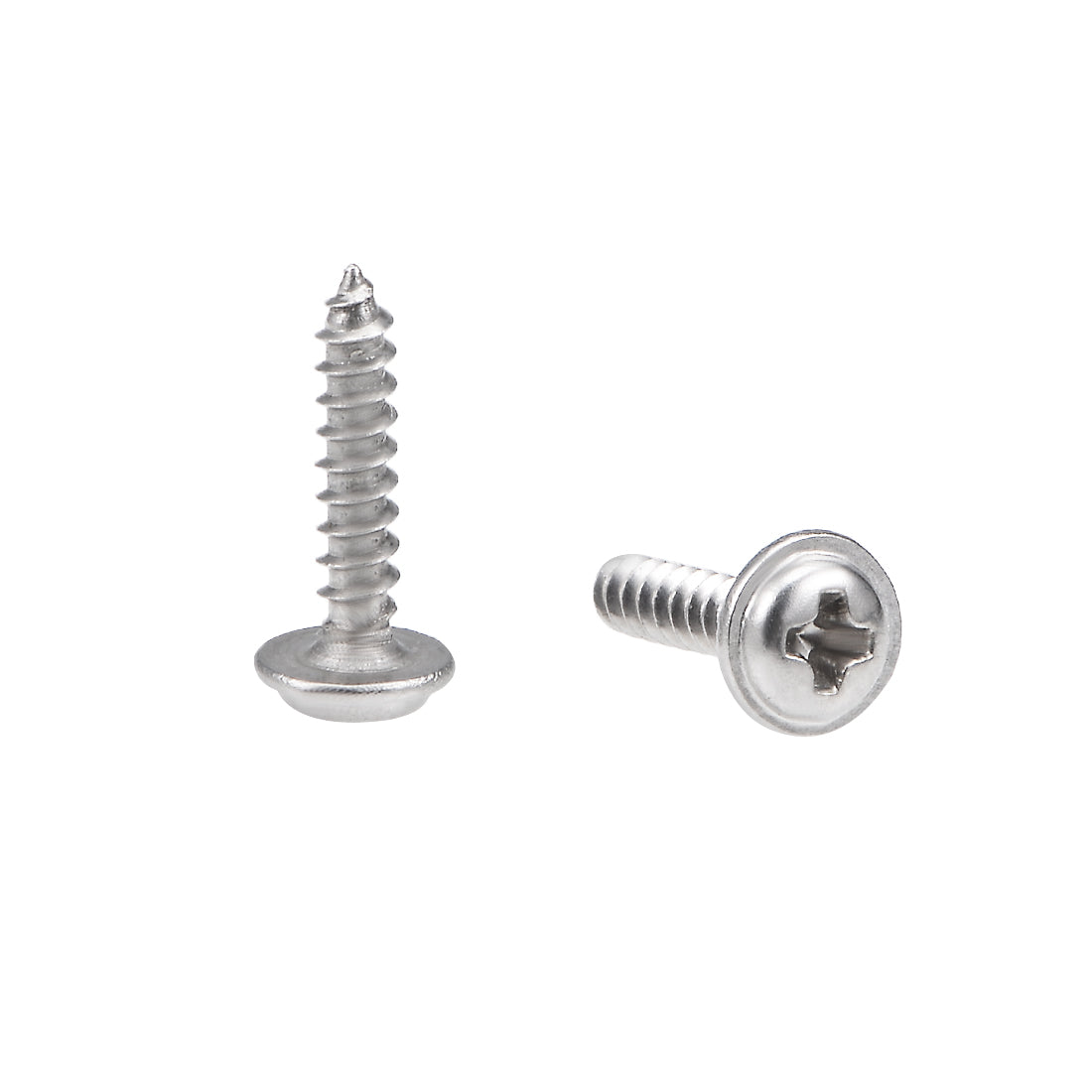 uxcell Uxcell 2x10mm Self Tapping Screws Phillips Pan Washer Head Screw 304 Stainless Steel Fasteners Bolts 50Pcs