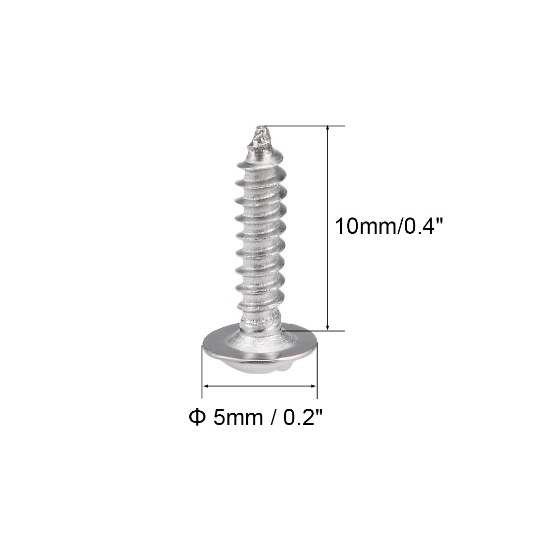 uxcell Uxcell 2.3x10mm Self Tapping Screws Phillips Pan Head With Washer Screw 304 Stainless Steel Fasteners Bolts 50Pcs