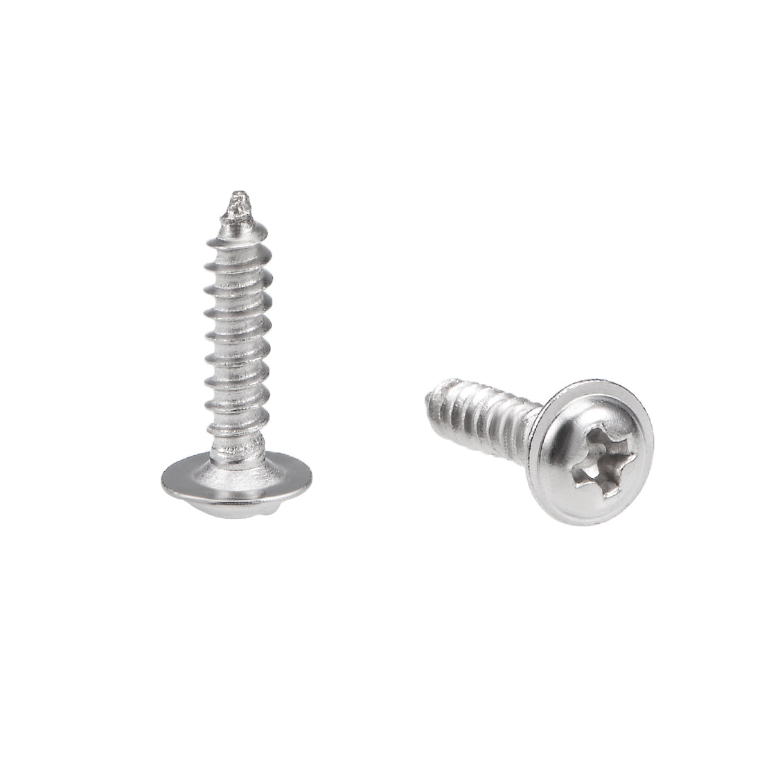 uxcell Uxcell 2.3x10mm Self Tapping Screws Phillips Pan Head With Washer Screw 304 Stainless Steel Fasteners Bolts 50Pcs