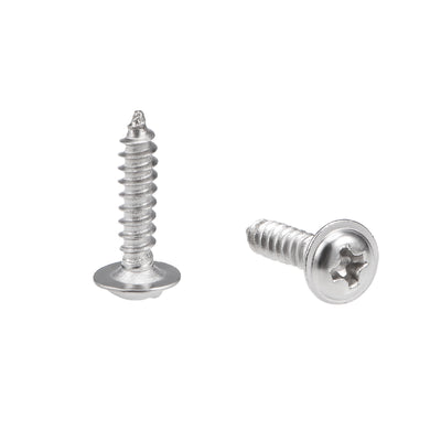 Harfington Uxcell 2.3x10mm Self Tapping Screws Phillips Pan Head With Washer Screw 304 Stainless Steel Fasteners Bolts 50Pcs