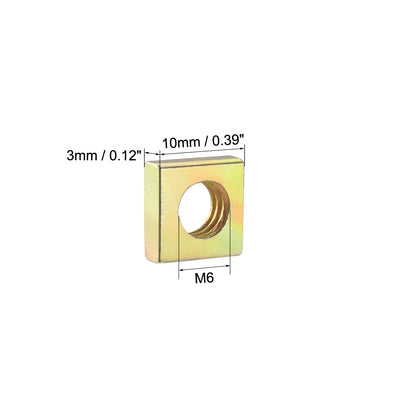 Harfington Uxcell Square Nuts, M6x10mmx3mm Yellow Zinc Plated Metric Coarse Thread Assortment Kit, 100 Pcs