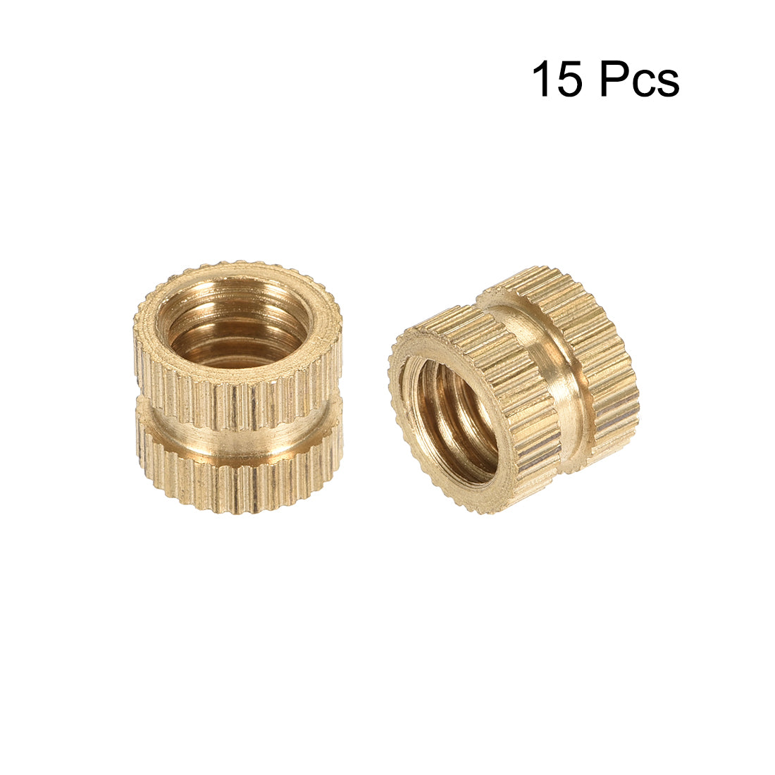 uxcell Uxcell Knurled Insert Nuts, M8 x 8mm(L) x 10mm(OD) Female Thread Brass Embedment Assortment Kit, 15 Pcs